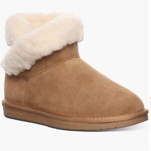 New Bearpaw Slip On Shearling Lined Winter Sherpa Cozy Short Booties Chestnut- 7
